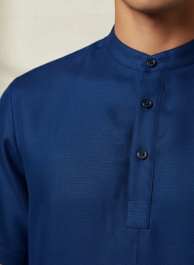 Splash FAV Men Regular Fit Mandarin Collar Short Sleeves Shirt